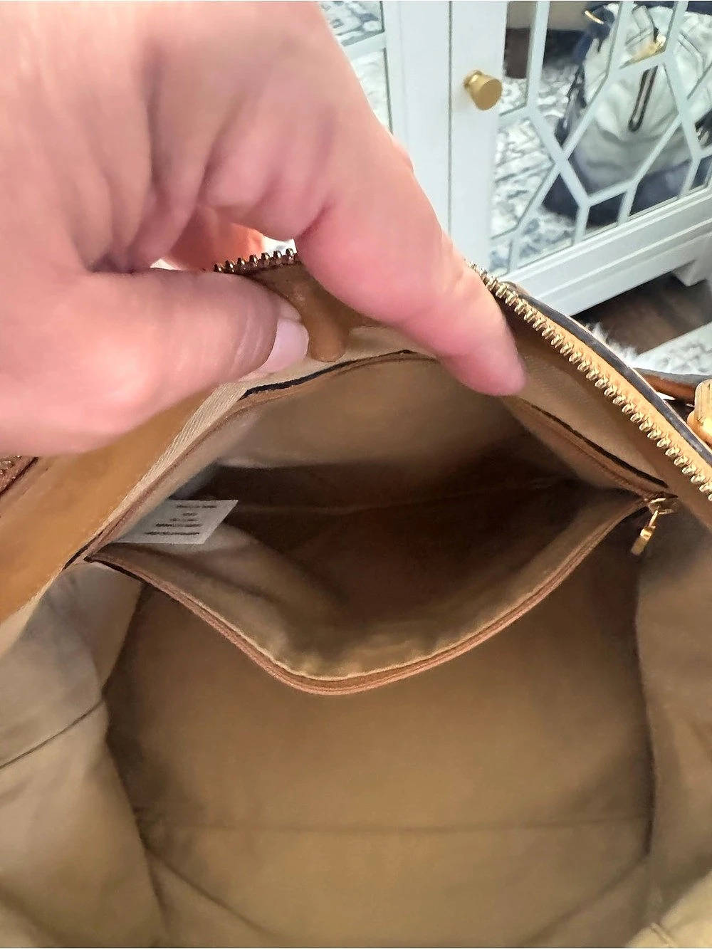 MCM Cognac Visetos Monogram Shopper Two-Way Tote Bag - Picture 14 of 14